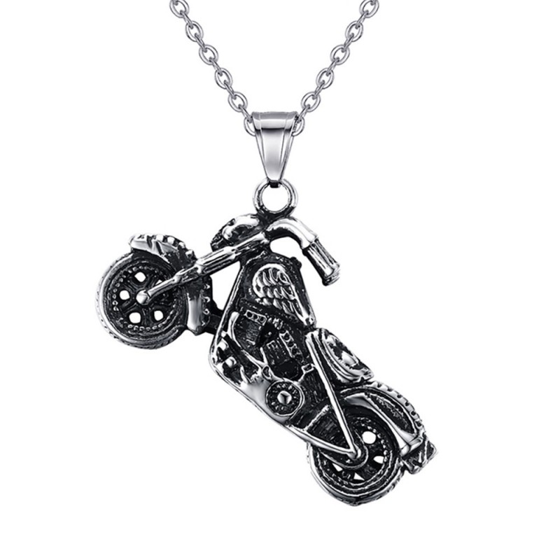 Pendentif moto Biker Fleur de Lys Tête de Mort bobijoo