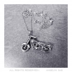 PE0049 BOBIJOO Jewelry Colgante de calavera con flor de lis de motociclista