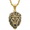 Collier tête de lion homme Acier Or Vintage bobijoo