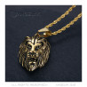 PE0331 BOBIJOO Jewelry Men's lion head necklace Steel Gold Vintage