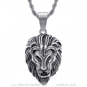 PE0331S BOBIJOO Jewelry Collar con cabeza de león para hombre Acero Plata Vintage