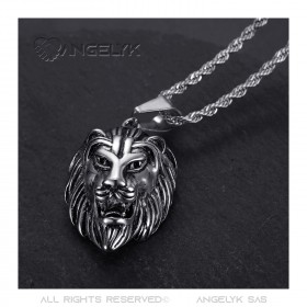 PE0331S BOBIJOO Jewelry Collar con cabeza de león para hombre Acero Plata Vintage