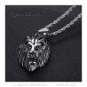 Collier tête de lion homme Acier Argent Vintage bobijoo