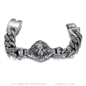 BR0288 BOBIJOO Jewelry Armband Löwe Man Tribal Silber Stahl