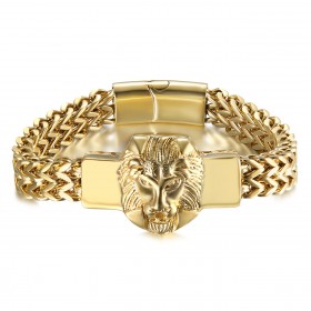 BR0289 BOBIJOO Jewelry Lion Armband Mann Retro Stahl und Gold