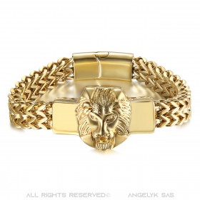 Men's retro steel and gold lion bracelet bobijoo