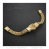 Pulsera retro de león de acero y oro para hombre bobijoo