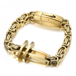 BR0290 BOBIJOO Jewelry Men's cross bracelet The Byzantine steel gold