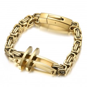 Pulsera cruzada para hombre Le bizantin acero oro bobijoo