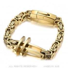 Armband Kreuz Mann Le bizantin Stahl Gold bobijoo