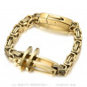 Men's cross bracelet Le bizantin steel gold bobijoo