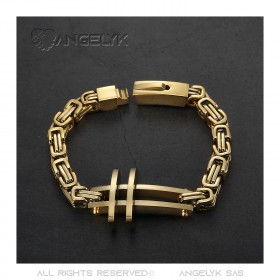 Pulsera cruzada para hombre Le bizantin acero oro bobijoo