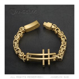 Armband Kreuz Mann Le bizantin Stahl Gold bobijoo