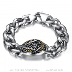 BR0293 BOBIJOO Jewelry Armband Freimaurer sehendes Auge Stahl 22cm