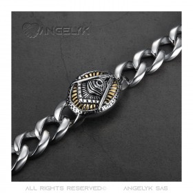 BR0293 BOBIJOO Jewelry Bracelet freemason seeing eye steel 22cm