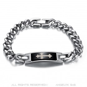 BR0294 BOBIJOO Jewelry Cross bracelet fleur de lys 21.5cm Steel