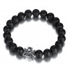 BR0037 BOBIJOO Jewelry Armband Schwarzer Onyx Matt Kreuz Pattée Templer-Schädel