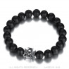 BR0037 BOBIJOO Jewelry Bracelet Stone Onyx Matte Black Cross Pattee Templar Skull