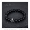 BR0037 BOBIJOO Jewelry Braccialetto Di Pietra Di Onice Nero Opaco Croce Pattee Templari Cranio