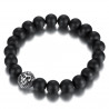 BR0038 BOBIJOO Jewelry Braccialetto di Pietra di Onice Nero Opaco 10mm Testa di Leone in Acciaio