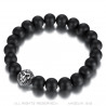 Bracelet boule 10mm Onyx noir Tête de lion acier bobijoo