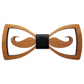 NP0065 Gaston et Ferdinand Openwork Mustache Wood Bow Tie