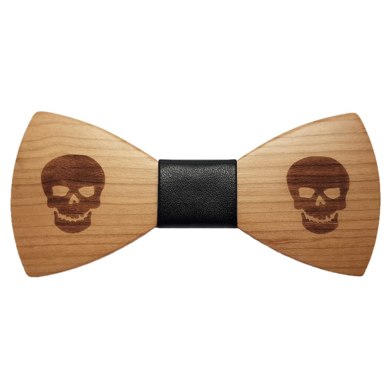 NP0034 BOBIJOO Jewelry Bow Tie Wood Skull Biker