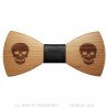 NP0034 BOBIJOO Jewelry Bow Tie Wood Skull Biker