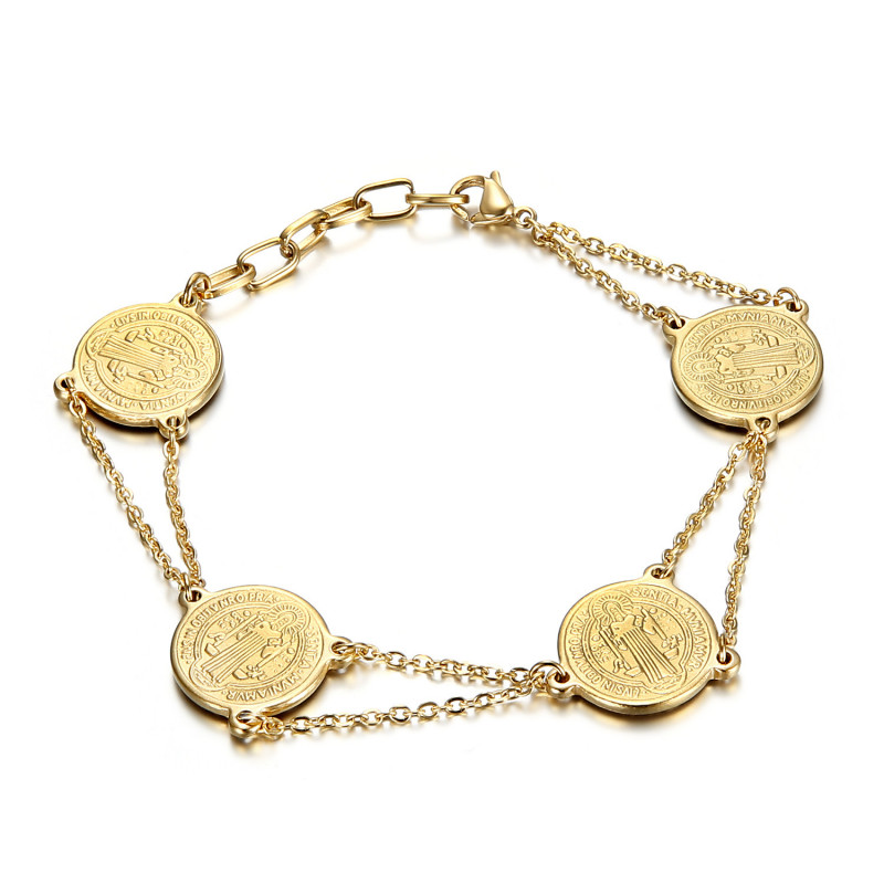 BR0273G BOBIJOO Jewelry Pulsera Saint-Benoît Mujer Protección Acero Oro