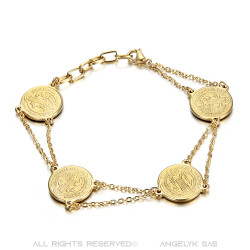 Bracelet Saint-Benoît Femme Protection Acier Or bobijoo