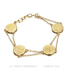 BR0273G BOBIJOO Jewelry Pulsera Saint-Benoît Mujer Protección Acero Oro