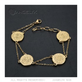 BR0273G BOBIJOO Jewelry Bracelet Saint-Benoît Woman Protection Steel Gold