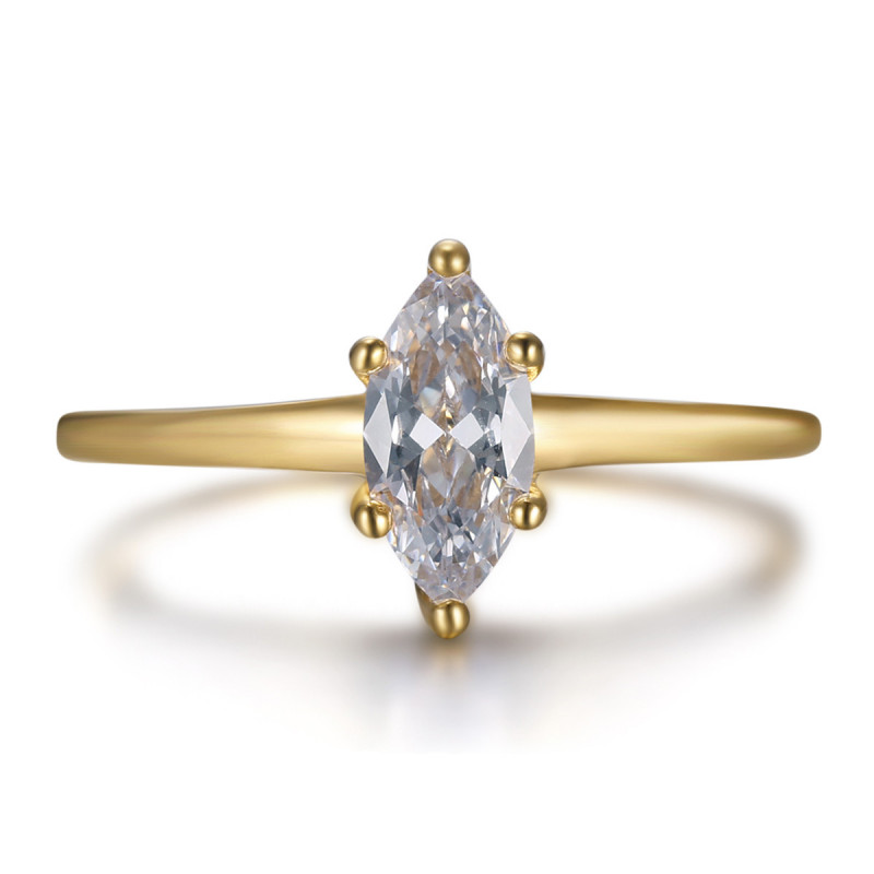 BAF0055 BOBIJOO Jewelry Marquise-Ring, dezentes Juwel aus Edelstahl und Gold