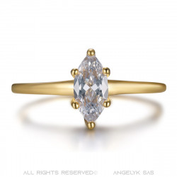 BAF0055 BOBIJOO Jewelry Marquise-Ring, dezentes Juwel aus Edelstahl und Gold