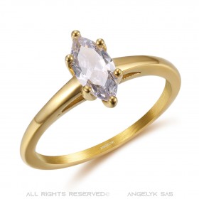 Bague marquise, bijou discret en acier inoxydable et or bobijoo