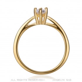 Anello Marquise, gioiello discreto in acciaio e oro bobijoo