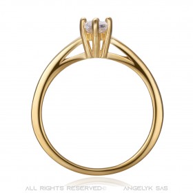 BAF0055 BOBIJOO Jewelry Marquise ring, discreet jewel in stainless steel and gold