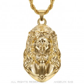 Pendentif christ, Collier géant Homme, Acier et Or bobijoo