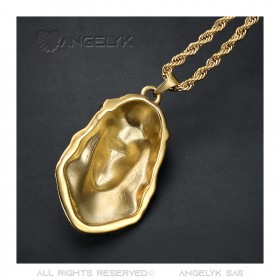 PE0332 BOBIJOO Jewelry Colgante cristo, collar gigante para hombre, acero y oro