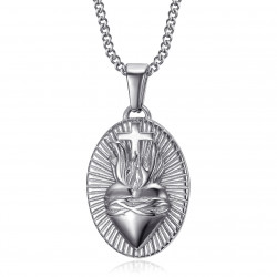 PEF0069S BOBIJOO Jewelry Cuore di Cristo, ciondolo collana in acciaio e argento
