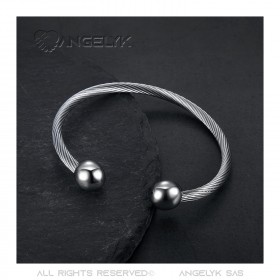 Bracelet aimant Boules Cable Femme Acier Inoxydable bobijoo