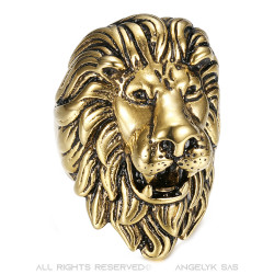 BA0396 BOBIJOO Jewelry Anillo vintage de oro y león negro, joya enorme