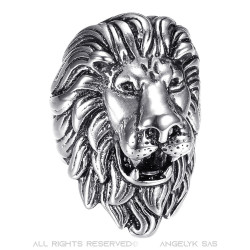 BA0396S BOBIJOO Jewelry Anillo vintage de plata y león negro, joya enorme