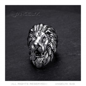 Bague lion Argent et noir Vintage, énorme bijou bobijoo