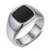 BA0397S BOBIJOO Jewelry Cabochon ring Black onyx Stainless steel Silver