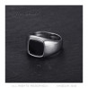 BA0397S BOBIJOO Jewelry Anillo cabujón Ónix negro Acero inoxidable Plata