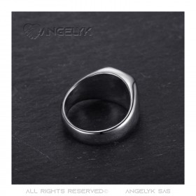 Bague cabochon Onyx noir Acier inoxydable Argent bobijoo