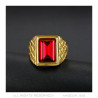 Signet Ring Man Stone Red Rectangle Steel Gold   IM#20481