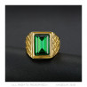 BA0398 BOBIJOO Jewelry Green Stone Ring Gold and Emerald Look