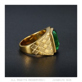 BA0398 BOBIJOO Jewelry Green Stone Ring Gold and Emerald Look